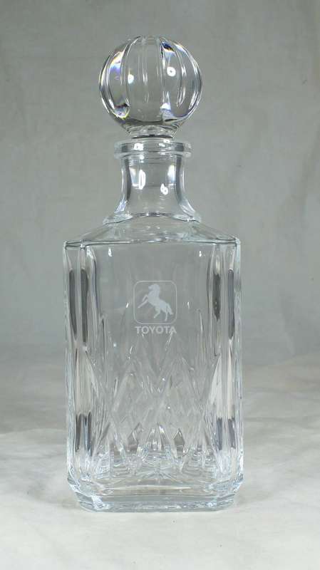 Desk tray with heavy glass decanter - branded Toyota