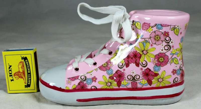 Pink shoe piggy bank