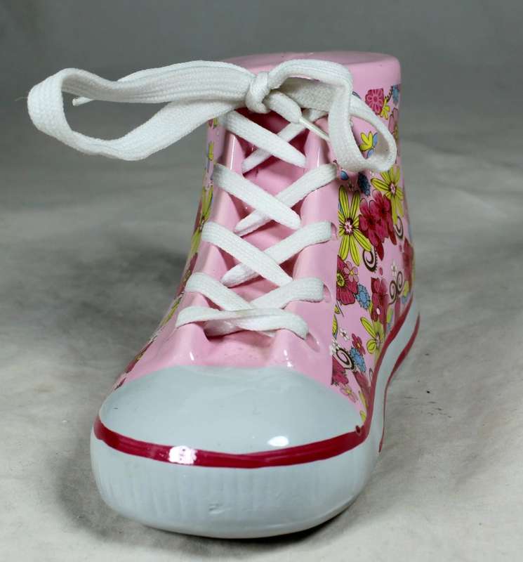 Pink shoe piggy bank