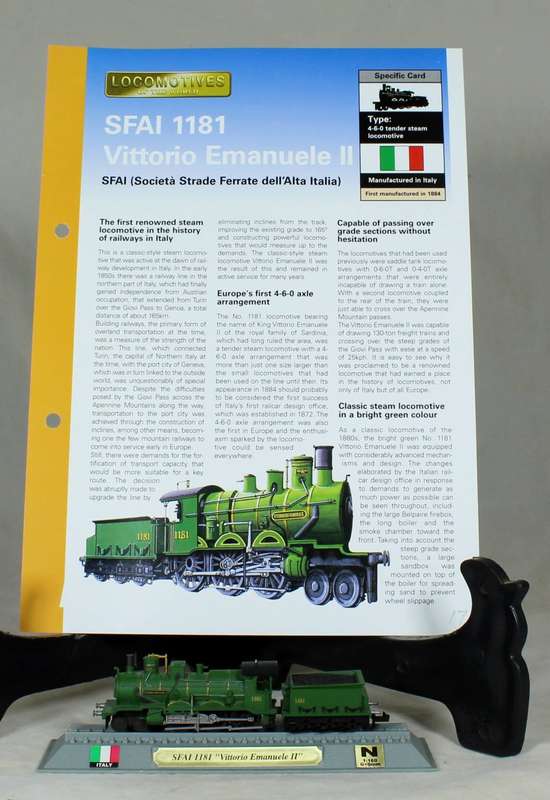 Del Prado - Locomotives of the world - N gauge - SFAI 1181 VittorioI Emanuele II