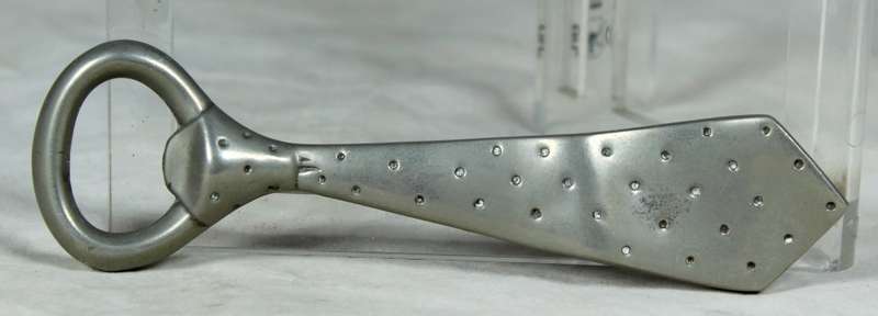 Metal tie bottle opener