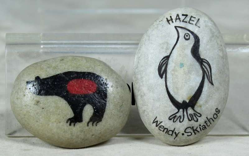 Miniature pebbles with a penguin and a polar bear