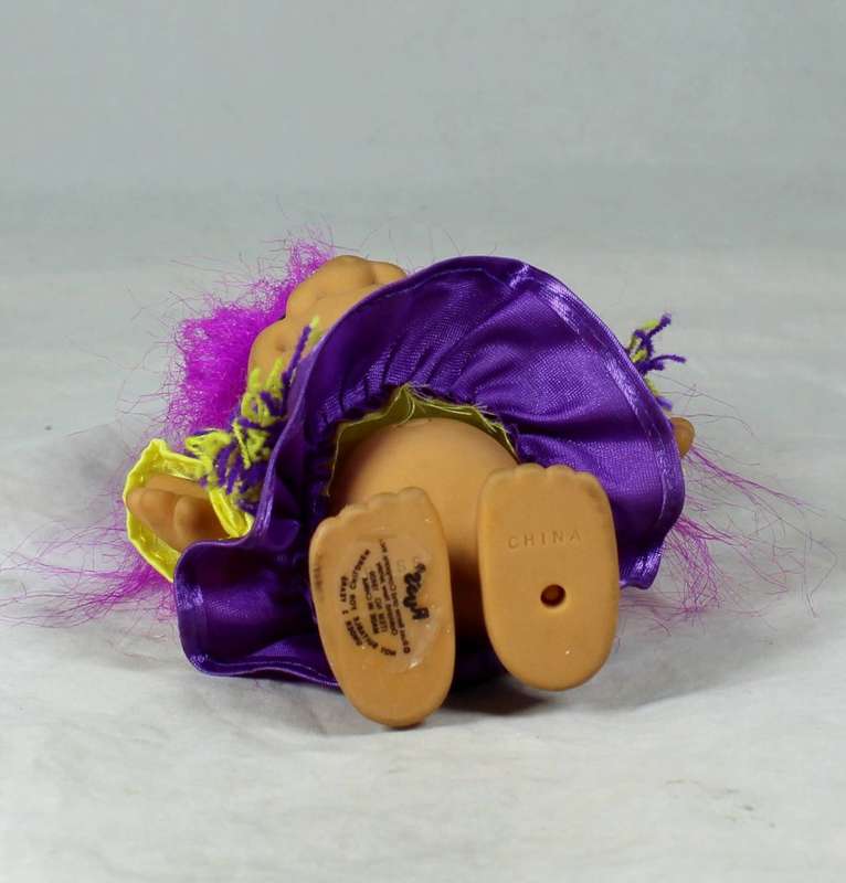 RUSS TROLL DOLL MADE IN CHINA - CHEERLEADER IN PURPLE AND YELLOW - BID NOW!!!!