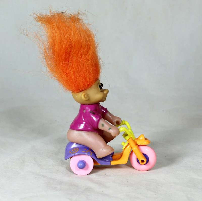 TROLL DOLL MADE IN CHINA - RARE TROLL ON A THREE WHEELER - BID NOW!!!!