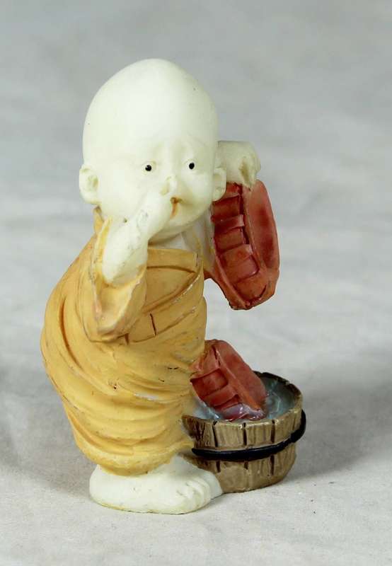 Baby Buddha - Monk Washing his Shoes