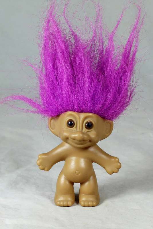 A RUSS TROLL DOLL WITH PURPLE HAIR - BID NOW!!!!