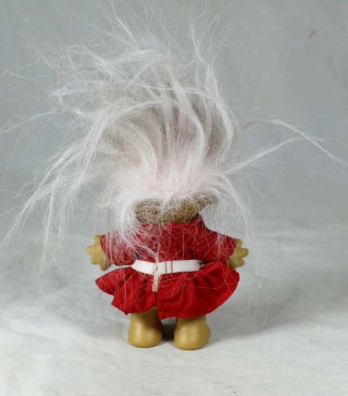 A RUSS TROLL DOLL  WITH A `YOUR`E VERY SPECIAL` RED DRESS - BID NOW!!!!