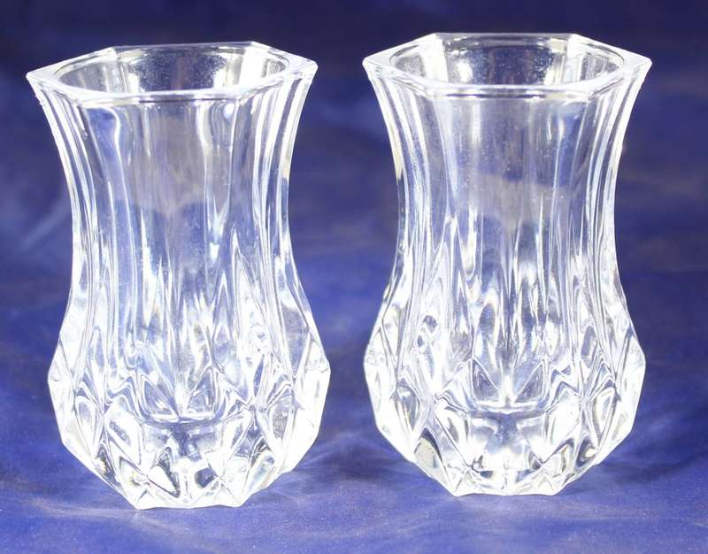 Pair of crystal posy vases