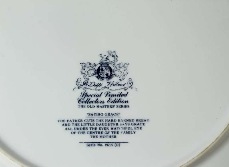 Delft special collectors display plate - Saying grace