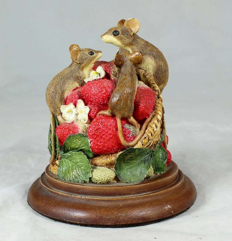 FEATHERS OF KNYSNA-MICE ON A STRAWBERRY BASKET-BID NOW!!