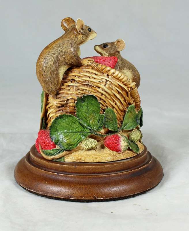 FEATHERS OF KNYSNA-MICE ON A STRAWBERRY BASKET-BID NOW!!