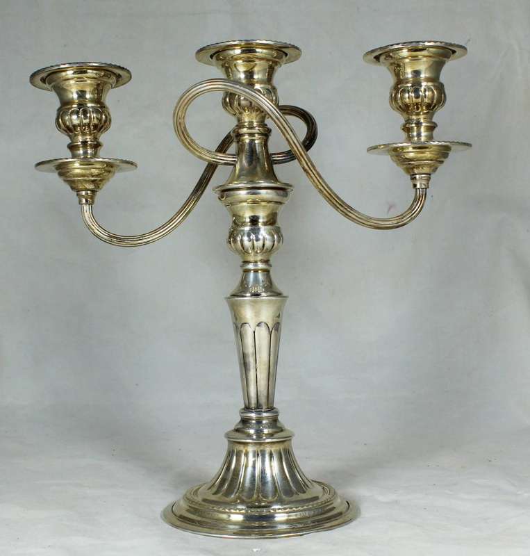 English electroplated hand case candelabra