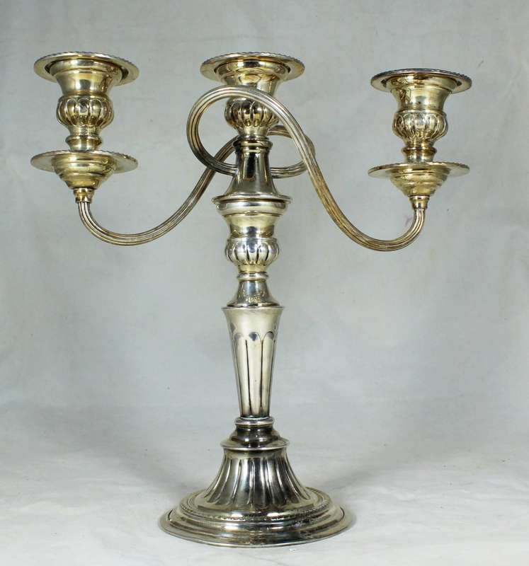 English electroplated hand case candelabra