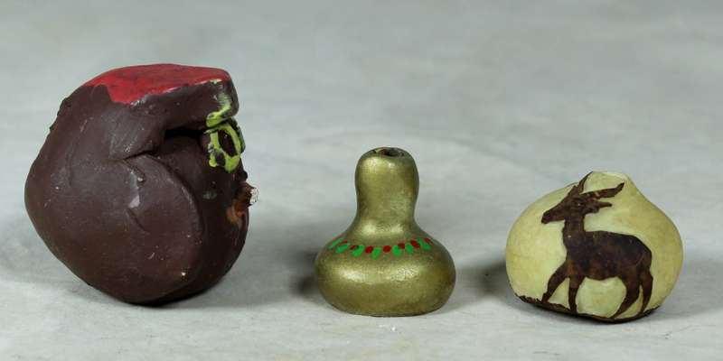 Miniature owl plus jug & painted bead bottle
