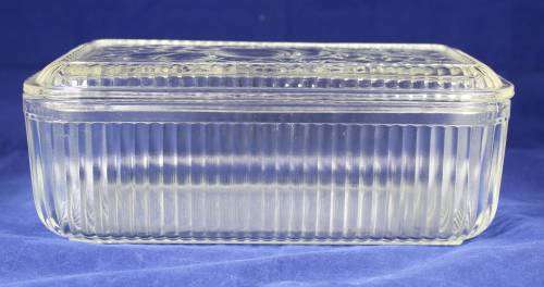 MOLDED GLASS DISH WITH A LID - BID NOW !!!