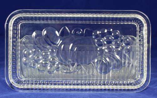 MOLDED GLASS DISH WITH A LID - BID NOW !!!