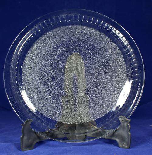 Large glass round serving tray