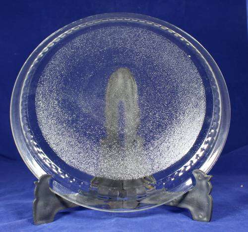 Large glass round serving tray