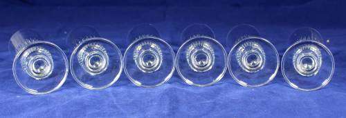 Set of six crystal liquor glasses