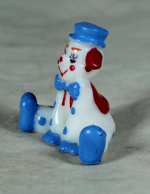 Miniature blue and white clown with red ears