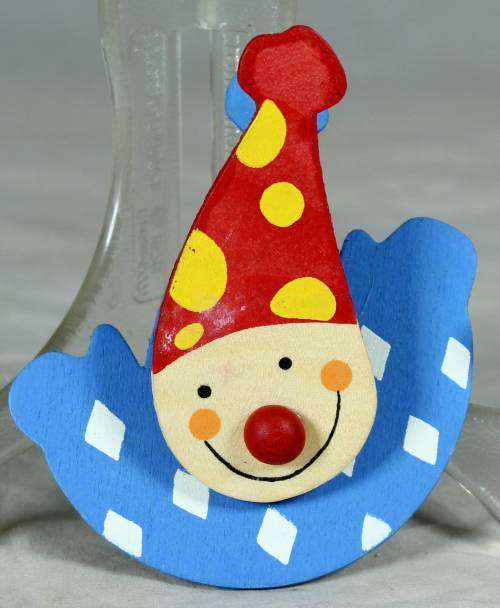 BLUE & RED CLOWN FRIDGE MAGNET & PAPER CLIP