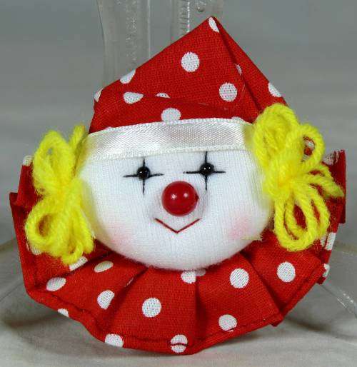 Red & white clown brooch