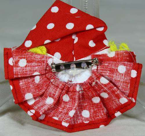 Red & white clown brooch