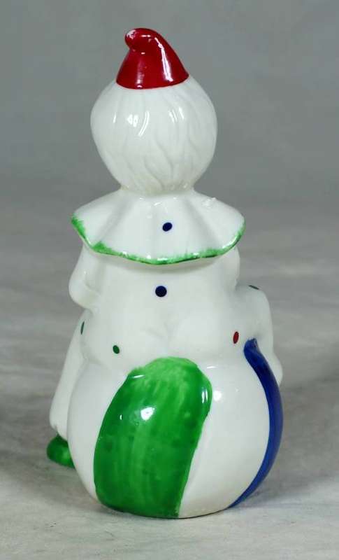 Porcelain clown sitting on a large ball