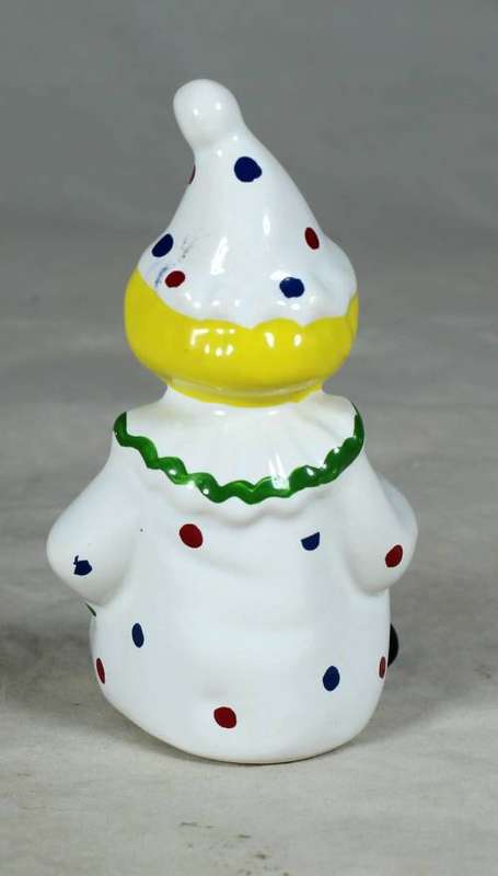 GREEN & WHITE PORCELAIN CLOWN WITH YELLOW HAIR