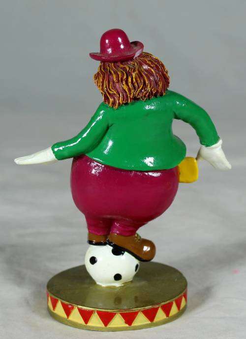 Clown on a stand standing on a ball