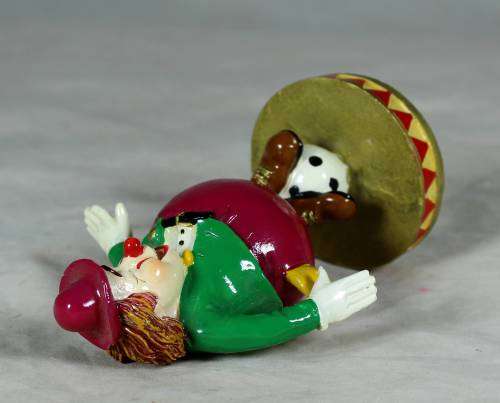 Clown on a stand standing on a ball