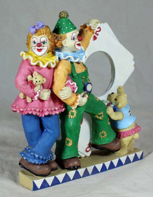 2 CLOWNS ON A STAND WITH A DECK OF CARDS - BID NOW!!