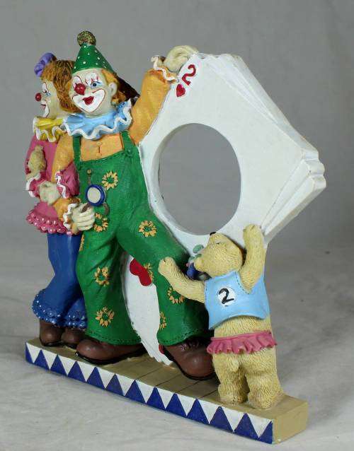 2 CLOWNS ON A STAND WITH A DECK OF CARDS - BID NOW!!