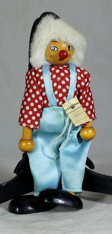 WOODEN CLOWN IN A RED POLKA DOT SUIT - BID NOW!!
