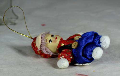 LITTLE GIRL CLOWN DRESSED IN RED AND BLUE  - BID NOW!!