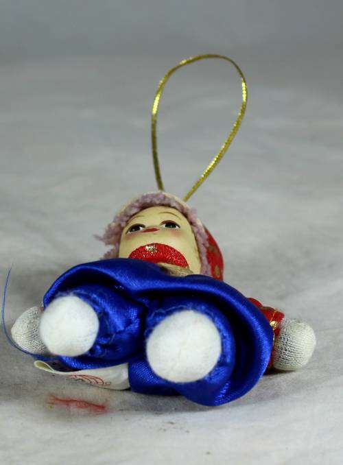 LITTLE GIRL CLOWN DRESSED IN RED AND BLUE  - BID NOW!!