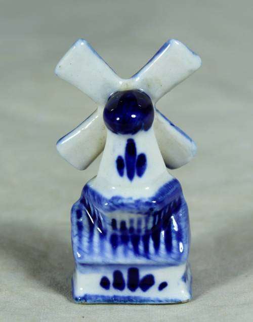 Miniature porcelain blue & white windmill