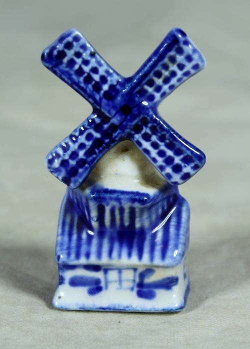 Miniature porcelain blue & white windmill