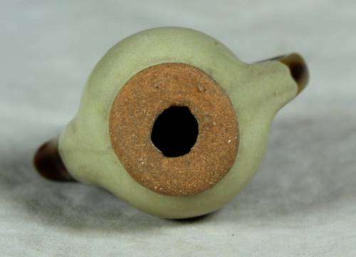Miniature porcelain brown and light brown kettle