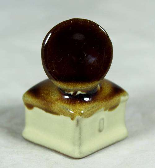 Miniature porcelain brown & beige gramophone
