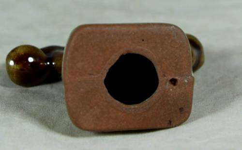 Miniature porcelain brown & beige telephone