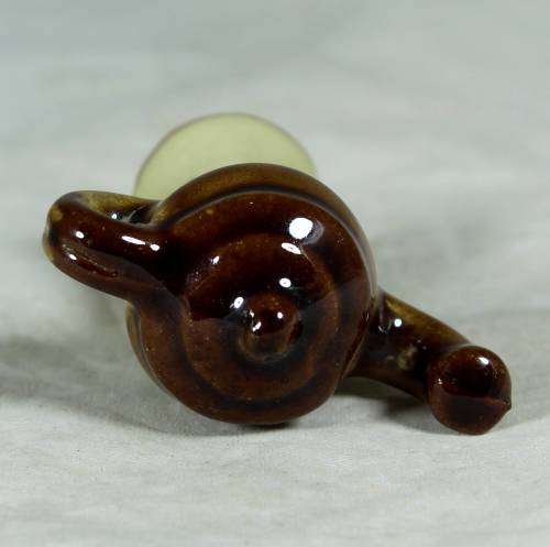 Miniature porcelain brown & beige kettle
