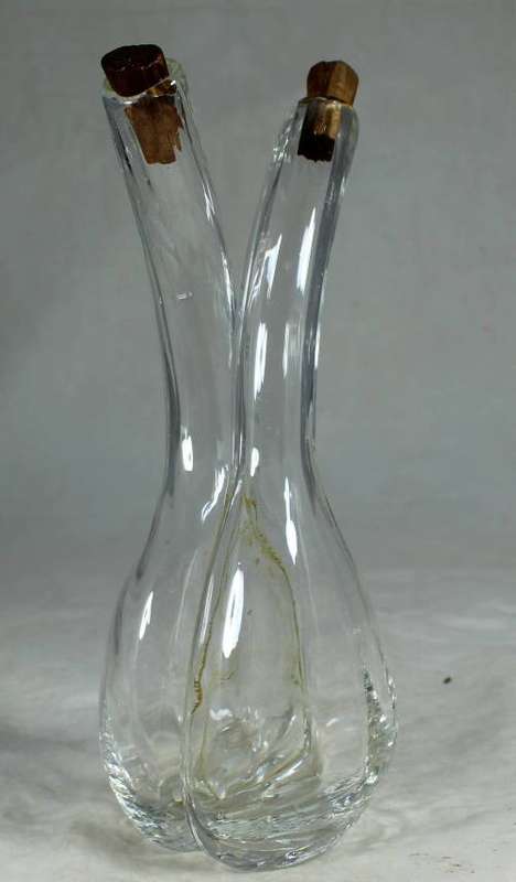 Glass combination of oil and vinegar holder