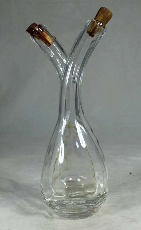 Glass combination of oil and vinegar holder