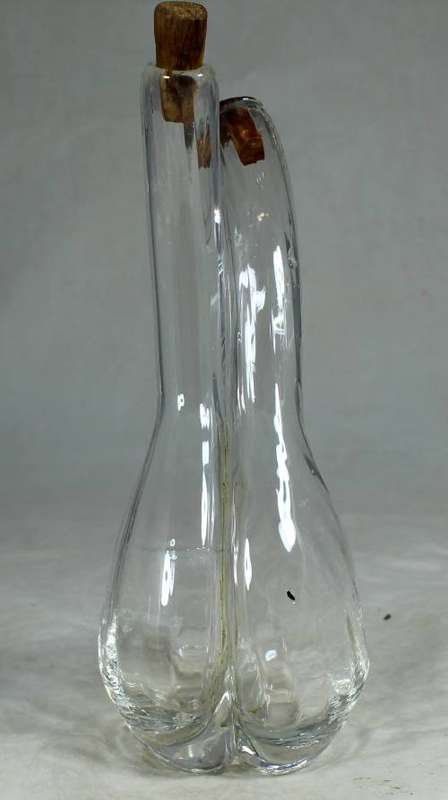 Glass combination of oil and vinegar holder