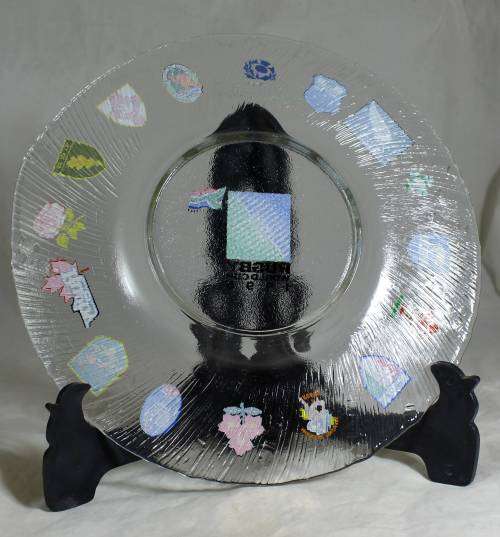 Glass rugby world cup display plate 1995
