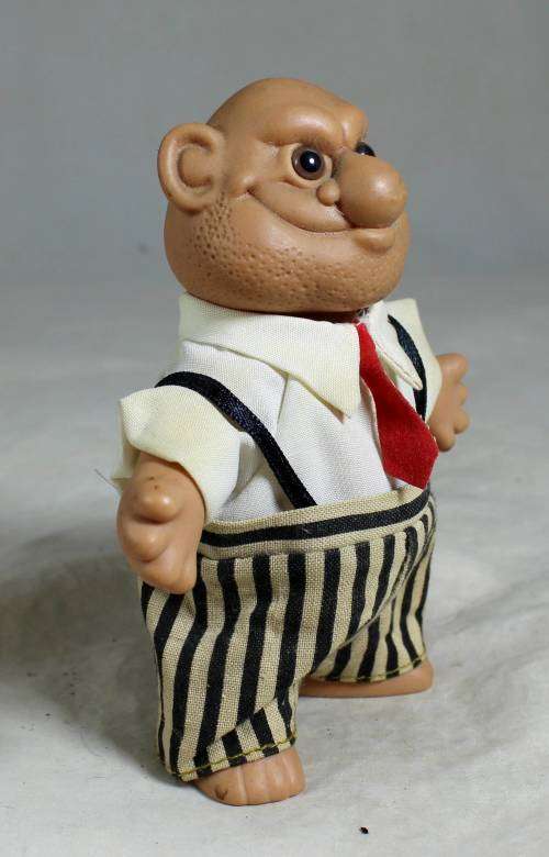 BALD TRUSS TROLL DRESSED IN A STRIPED PANTS & A RED TIE - (HANDSOME) BID NOW!!