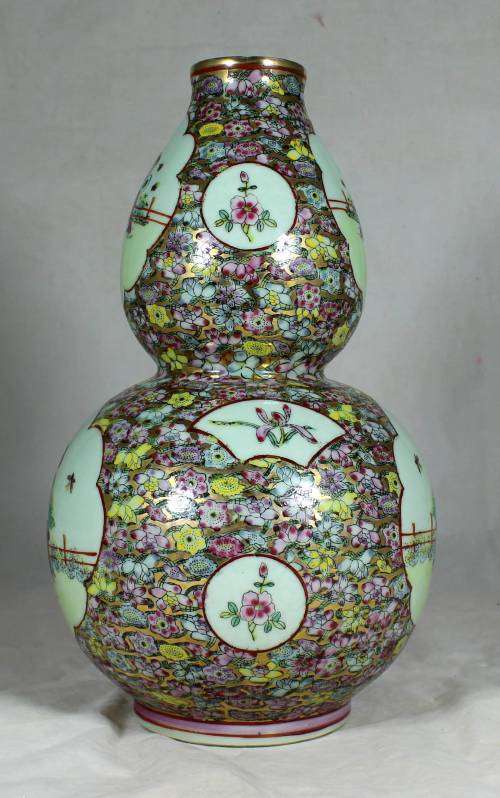 Chinese 'Famille Rose' double gourd vase
