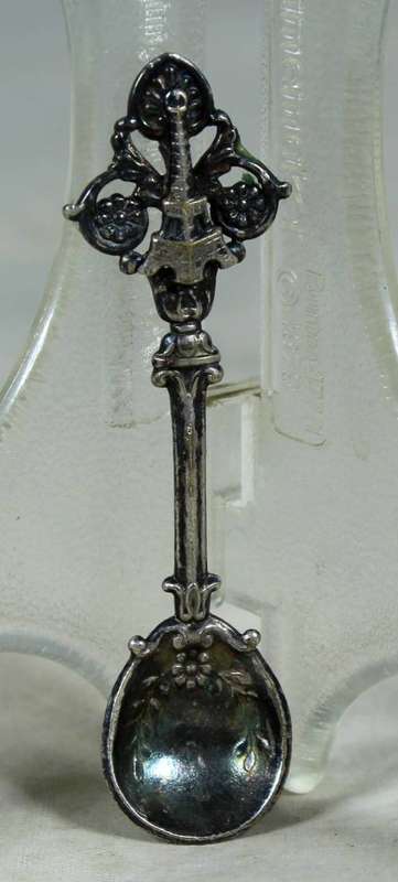 Silver plated salt spoon with Eiffel tower