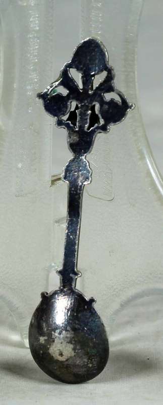 Silver plated salt spoon with Eiffel tower